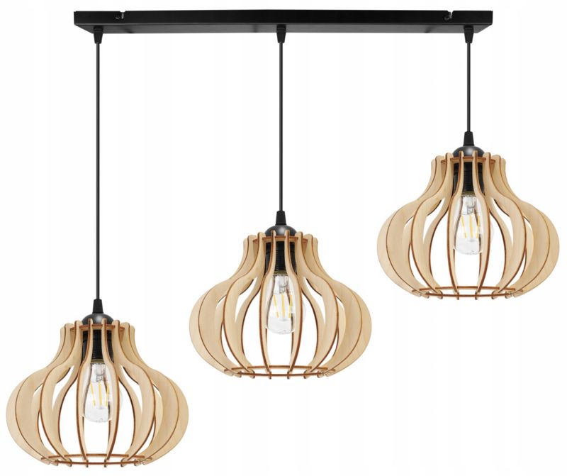 Lampa sufitowa wisząca Light Home LH Timber 3x E27 60W klosz owalny czarny 1szt.