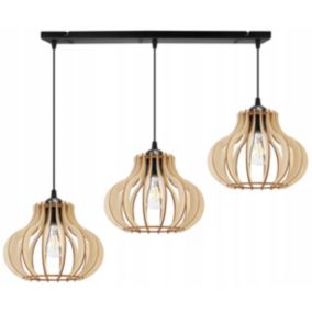 Lampa sufitowa wisząca Light Home LH Timber 3x E27 60W klosz owalny czarny 1szt.