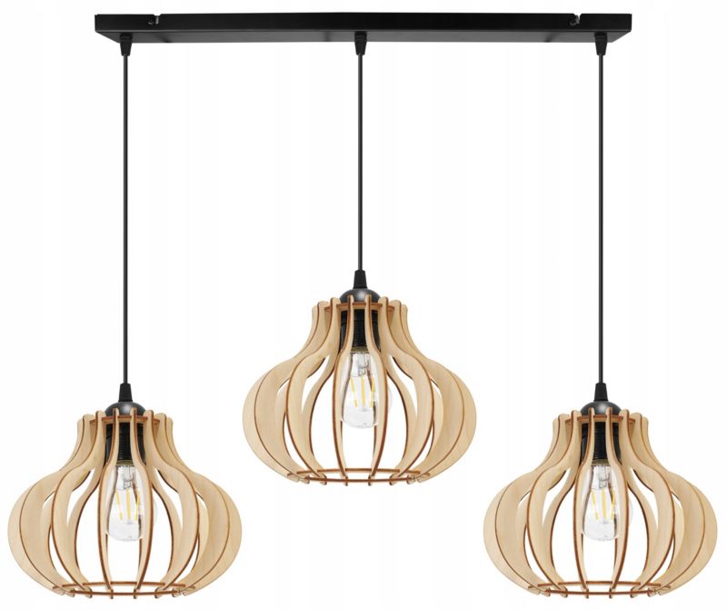 Lampa sufitowa wisząca Light Home LH Timber 3x E27 60W klosz owalny czarny 1szt.