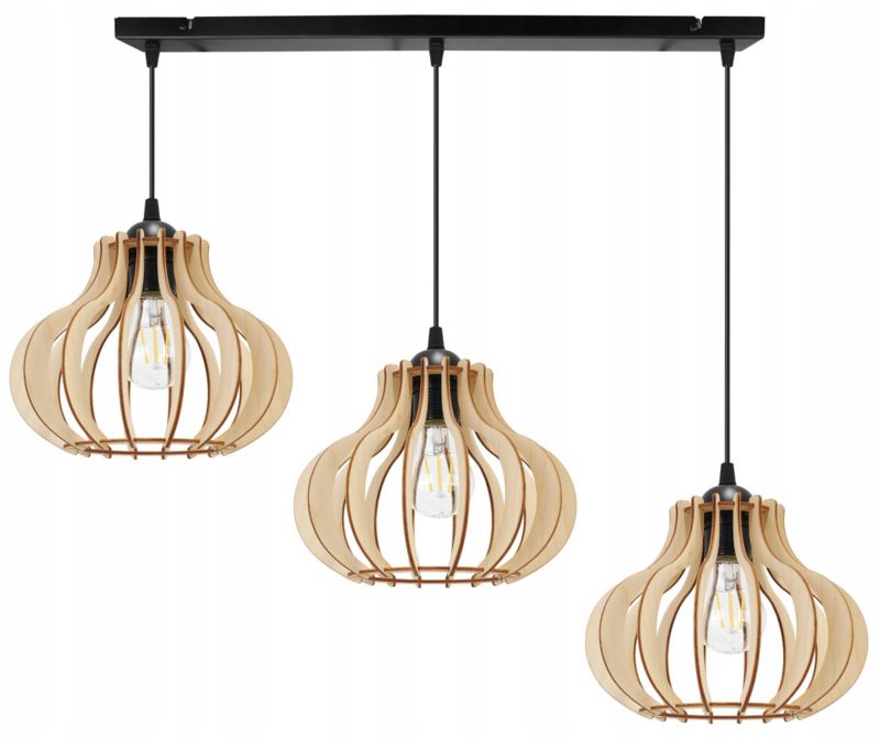 Lampa sufitowa wisząca Light Home LH Timber 3x E27 60W klosz owalny czarny 1szt.