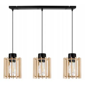 Lampa sufitowa wisząca Light Home LH Timber 3x E27 60W klosz tuba czarny 1szt.