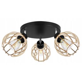 Lampa sufitowa wisząca Light Home LH Timber 3x E27 60W okrągła 16cm czarny 1szt.