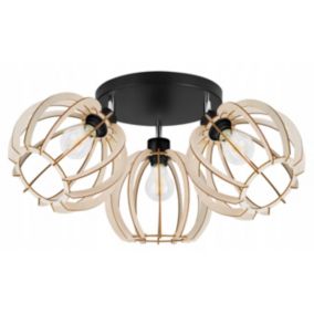 Lampa sufitowa wisząca Light Home LH Timber 3x E27 60W okrągła 24cm czarny 1szt.