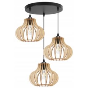 Lampa sufitowa wisząca Light Home LH Timber 3x E27 60W okrągła klosz owalny czarny 1szt.