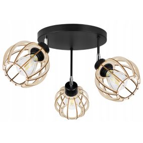 Lampa sufitowa wisząca Light Home LH Timber 3x E27 60W okrągła regulowana 16cm czarny 1szt.