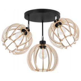 Lampa sufitowa wisząca Light Home LH Timber 3x E27 60W okrągła regulowana 24cm czarny 1szt.