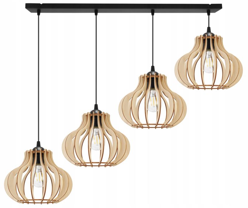 Lampa sufitowa wisząca Light Home LH Timber 4x E27 60W klosz owalny czarny 1szt.