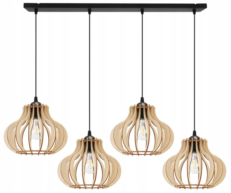 Lampa sufitowa wisząca Light Home LH Timber 4x E27 60W klosz owalny czarny 1szt.