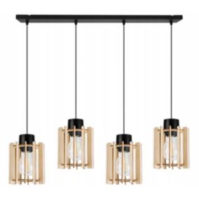 Lampa sufitowa wisząca Light Home LH Timber 4x E27 60W klosz tuba czarny 1szt.