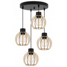 Lampa sufitowa wisząca Light Home LH Timber 4x E27 60W okrągła czarny 1szt.