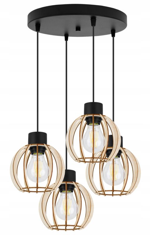 Lampa sufitowa wisząca Light Home LH Timber 4x E27 60W okrągła czarny 1szt.