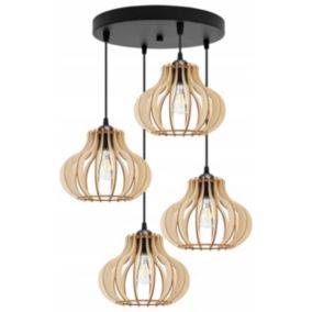 Lampa sufitowa wisząca Light Home LH Timber 4x E27 60W okrągły klosz owalny czarny 1szt.