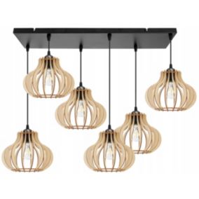 Lampa sufitowa wisząca Light Home LH Timber 6x E27 60W klosz owalny czarny 1szt.