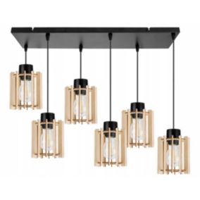 Lampa sufitowa wisząca Light Home LH Timber 6x E27 60W klosz tuba czarny 1szt.
