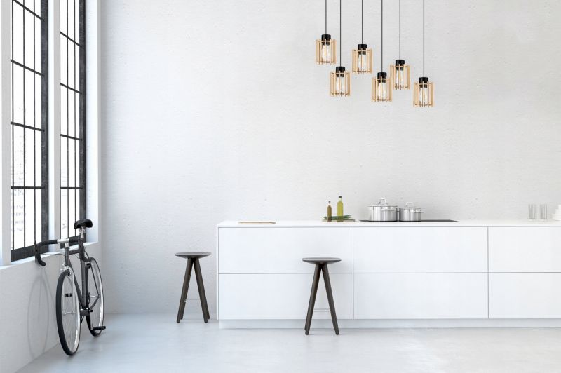 Lampa sufitowa wisząca Light Home LH Timber 6x E27 60W klosz tuba czarny 1szt.