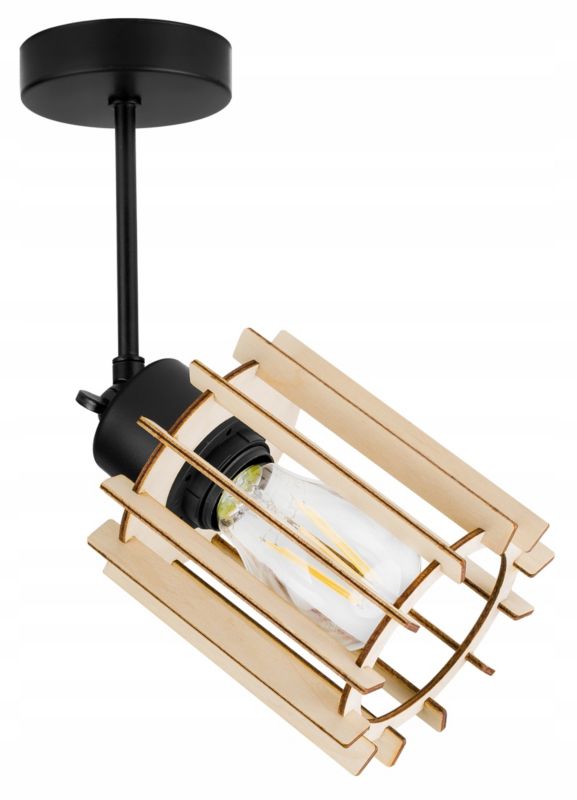 Lampa sufitowa wisząca Light Home LH Timber drewno 1x E27 60W czarny 1szt.