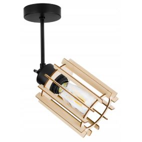 Lampa sufitowa wisząca Light Home LH Timber drewno 1x E27 60W czarny 1szt.