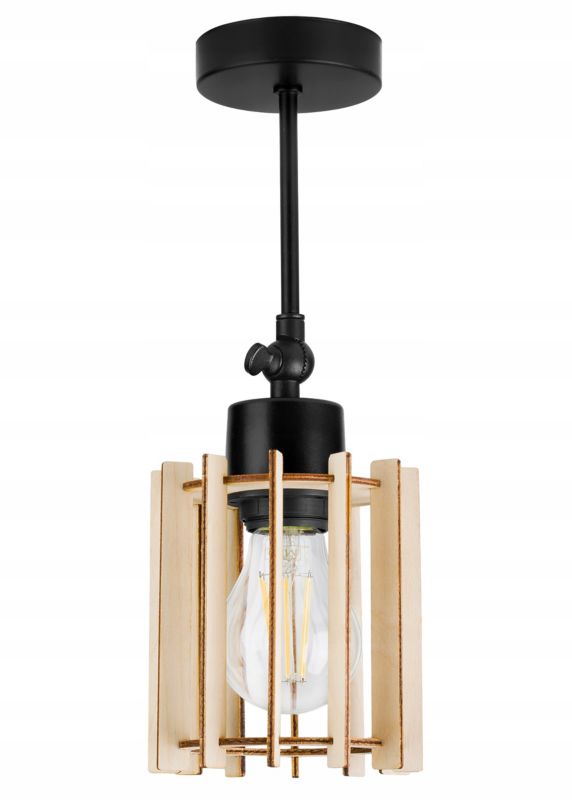 Lampa sufitowa wisząca Light Home LH Timber drewno 1x E27 60W czarny 1szt.