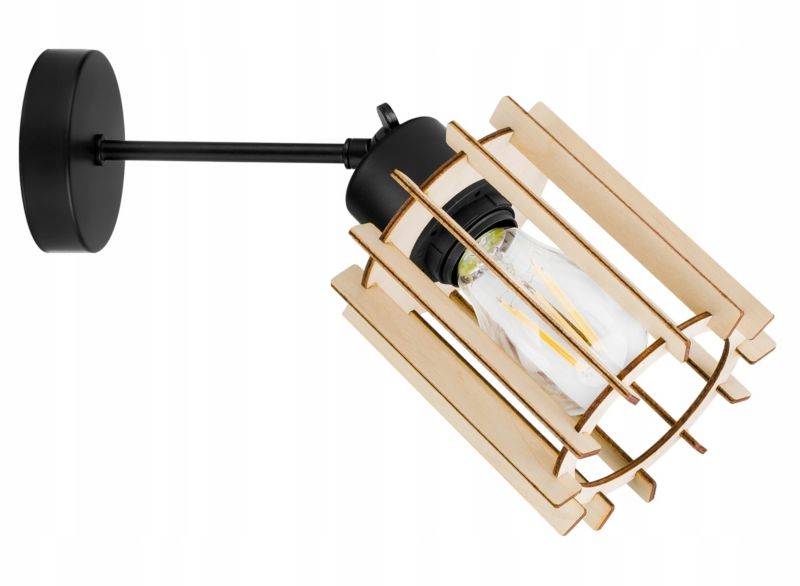 Lampa sufitowa wisząca Light Home LH Timber drewno 1x E27 60W czarny 1szt.