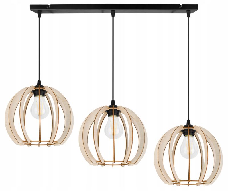Lampa sufitowa wisząca Light Home LH Timber Drewno 3x E27 60W czarny 1szt.
