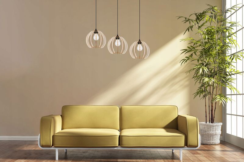 Lampa sufitowa wisząca Light Home LH Timber Drewno 3x E27 60W czarny 1szt.