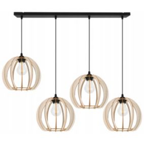 Lampa sufitowa wisząca Light Home LH Timber Drewno 4x E27 60W klosz 24cm czarny 1szt.