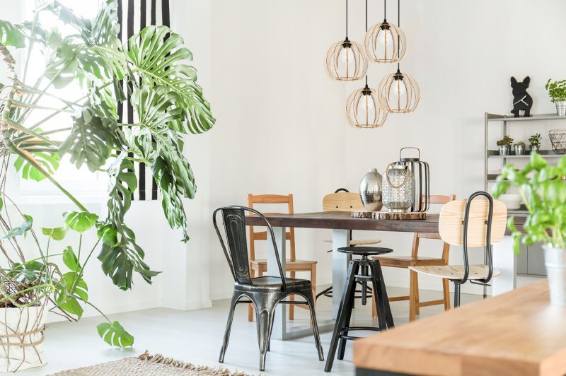 Lampa sufitowa wisząca Light Home LH Timber Drewno 4x E27 60W okrągły klosz 24cm czarny 1szt.
