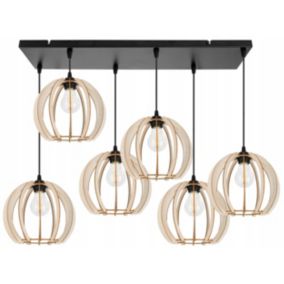 Lampa sufitowa wisząca Light Home LH Timber Drewno 6x E27 60W czarny 1szt.