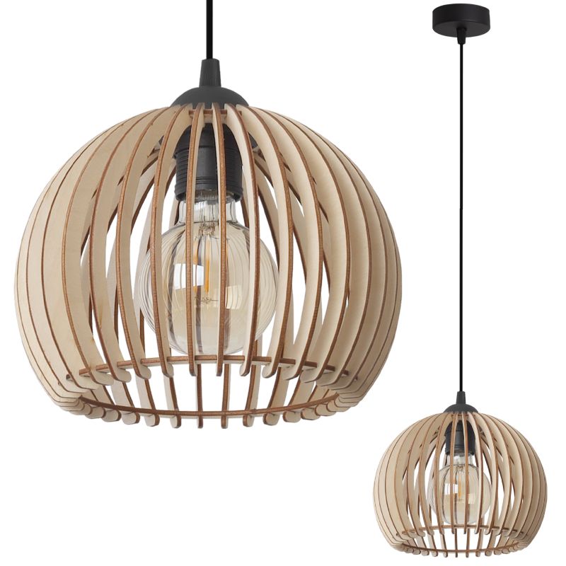 Lampa sufitowa wisząca Light Home LH Timber kula 21x17cm 1x E27 beżowy/czarny 1szt.
