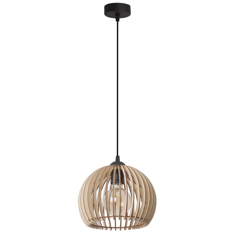 Lampa sufitowa wisząca Light Home LH Timber kula 21x17cm 1x E27 beżowy/czarny 1szt.