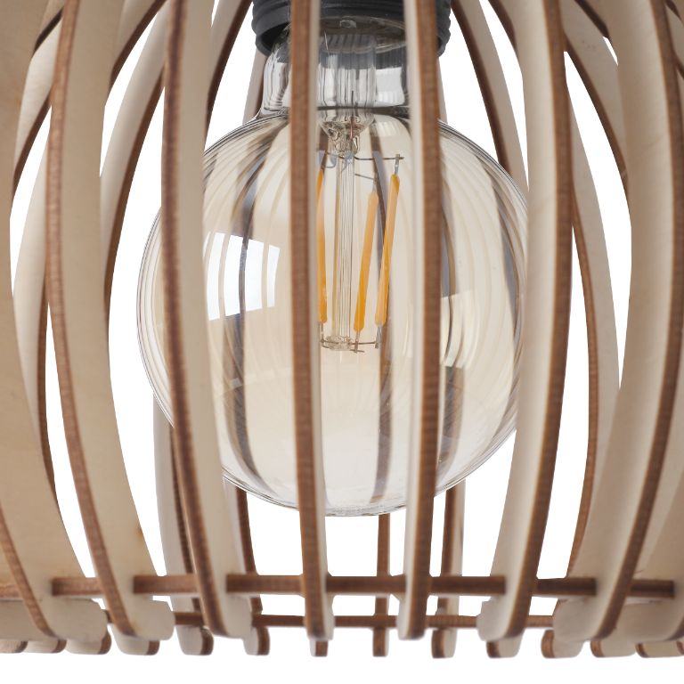 Lampa sufitowa wisząca Light Home LH Timber kula 21x17cm 1x E27 beżowy/czarny 1szt.