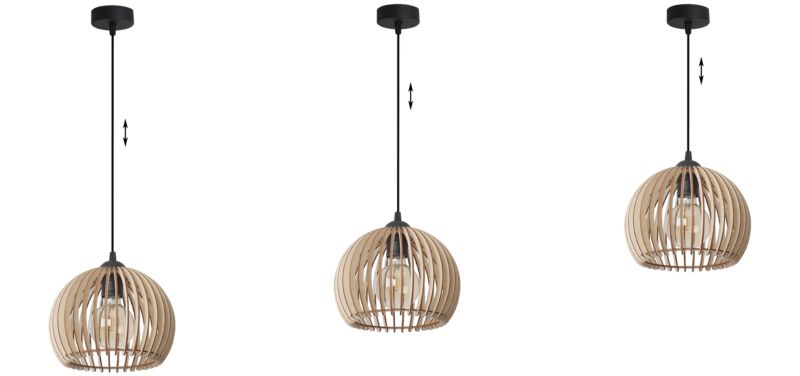 Lampa sufitowa wisząca Light Home LH Timber kula 21x17cm 1x E27 beżowy/czarny 1szt.