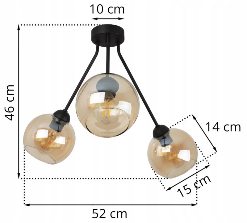 Lampa sufitowa wisząca Light Home LH Trio Haga 3x E27 60W miodowy 1szt.
