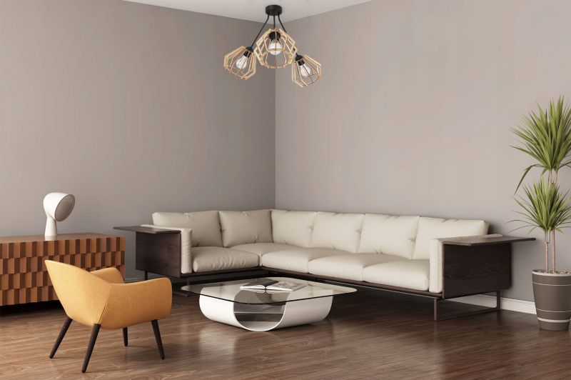 Lampa sufitowa wisząca Light Home LH Trio Timber 3x E27 60W klosz diament naturalny 1szt.