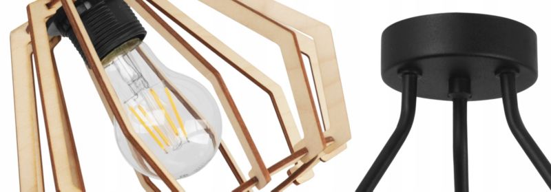 Lampa sufitowa wisząca Light Home LH Trio Timber 3x E27 60W klosz diament naturalny 1szt.