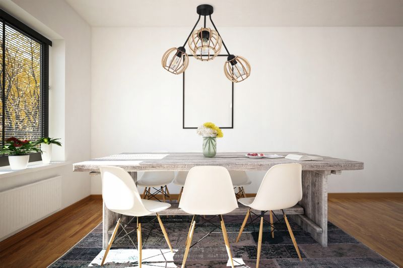 Lampa sufitowa wisząca Light Home LH Trio Timber 3x E27 60W klosz okragły naturalny 1szt.