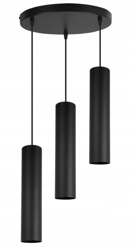Lampa sufitowa wisząca Light Home LH Tuba 3x GU10 20W okrągły czarny 1szt.