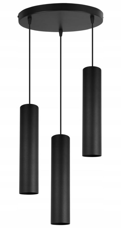 Lampa sufitowa wisząca Light Home LH Tuba 3x GU10 20W okrągły czarny 1szt.