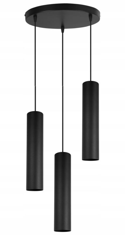 Lampa sufitowa wisząca Light Home LH Tuba 3x GU10 20W okrągły czarny 1szt.