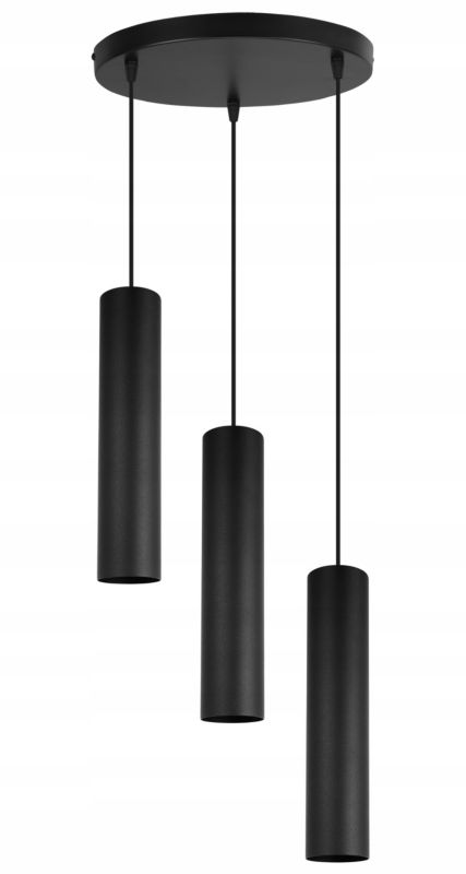 Lampa sufitowa wisząca Light Home LH Tuba 3x GU10 20W okrągły czarny 1szt.