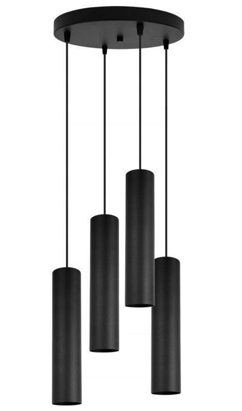 Lampa sufitowa wisząca Light Home LH Tuba 4x GU10 20W okrągły czarny 1szt.