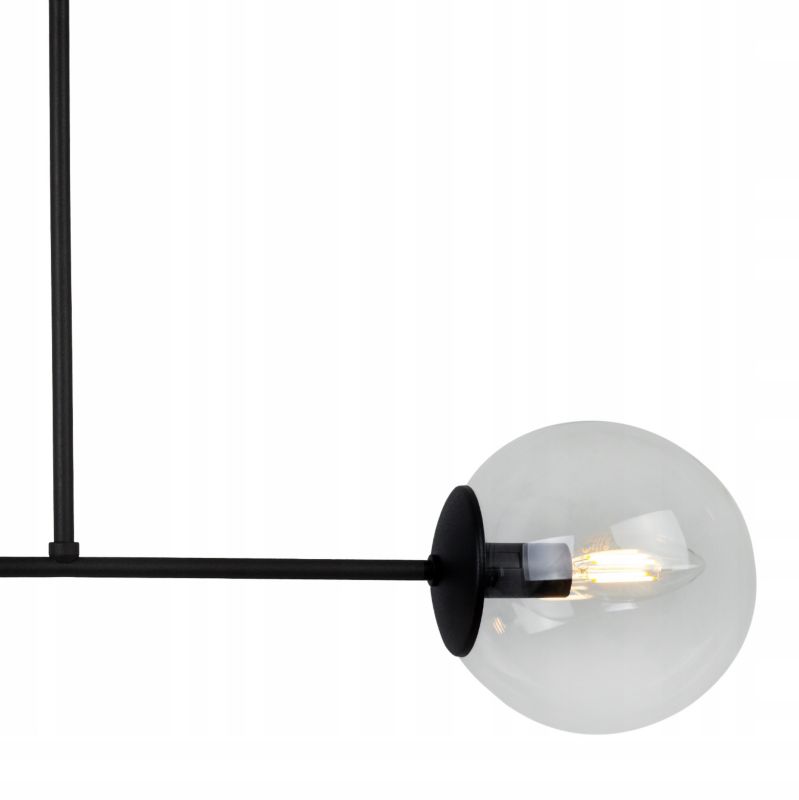 Lampa sufitowa wisząca Light Home LH Tulza 2x E14 40W klosz czarny/bezbarwny 1szt.