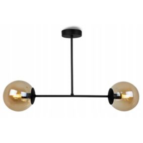 Lampa sufitowa wisząca Light Home LH Tulza 2x E14 40W klosz czarny/złoty 1szt.