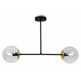 Lampa sufitowa wisząca Light Home LH Tulza 2x E14 40W klosz złoty/bezbarwny 1szt.