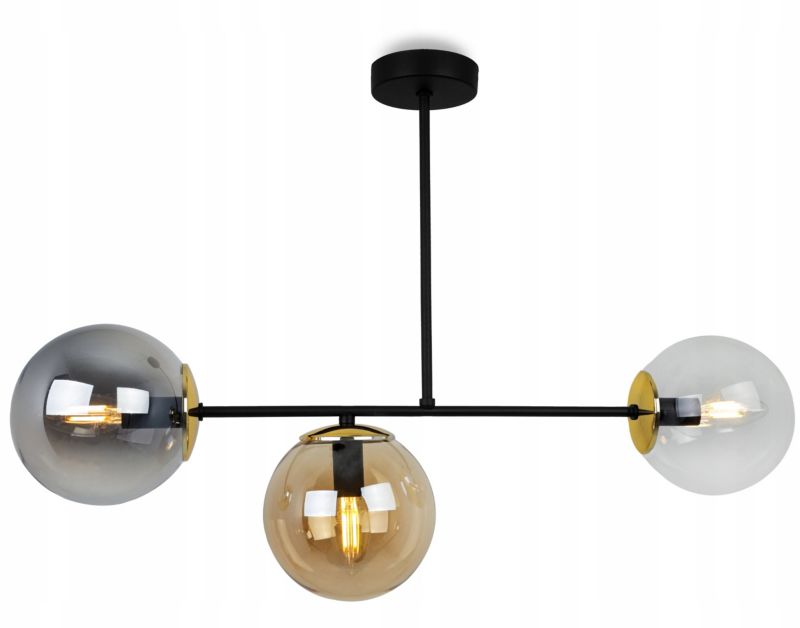 Lampa sufitowa wisząca Light Home LH Tulza 3x E14 40W klosz złoty/multikolor 1szt.