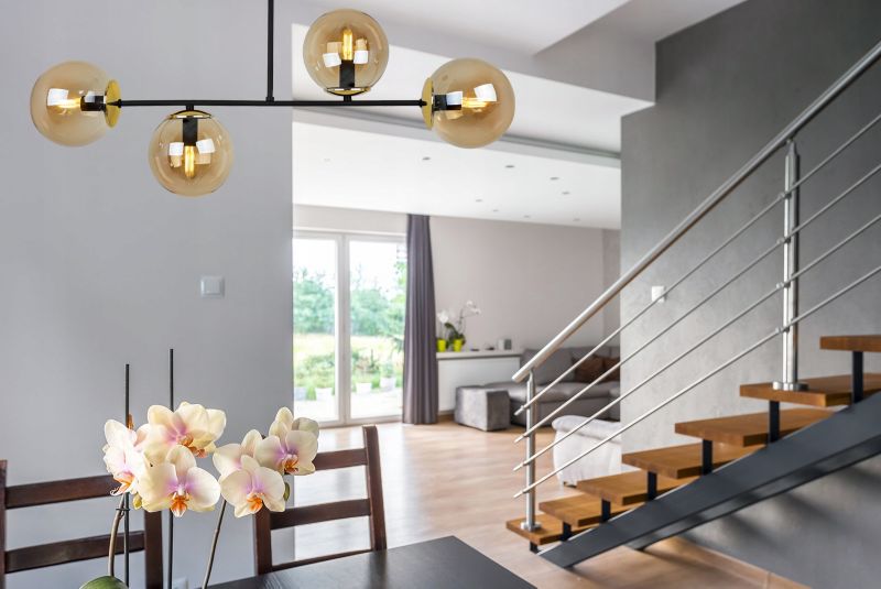 Lampa sufitowa wisząca Light Home LH Tulza 4x E14 40W klosz miodowy/złoty 1szt.