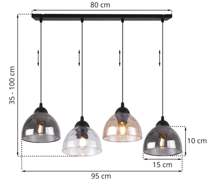 Lampa sufitowa wisząca Light Home LH Venice 4x E27 60W klosz mieszany 1szt.