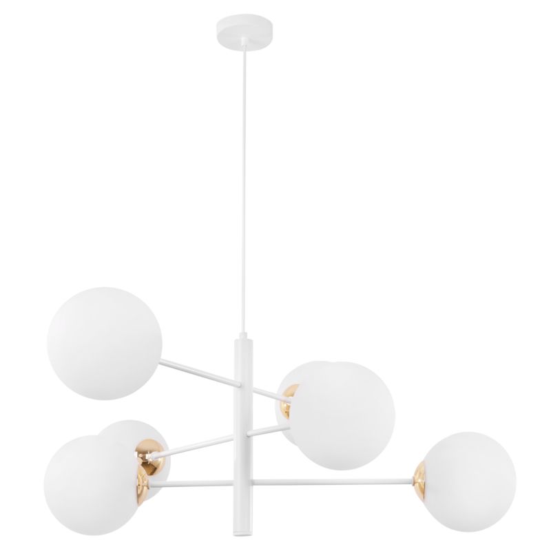 Lampa sufitowa wisząca Light Home LH Venice 6x E14 40W biały/złoty klosz biały 1szt.