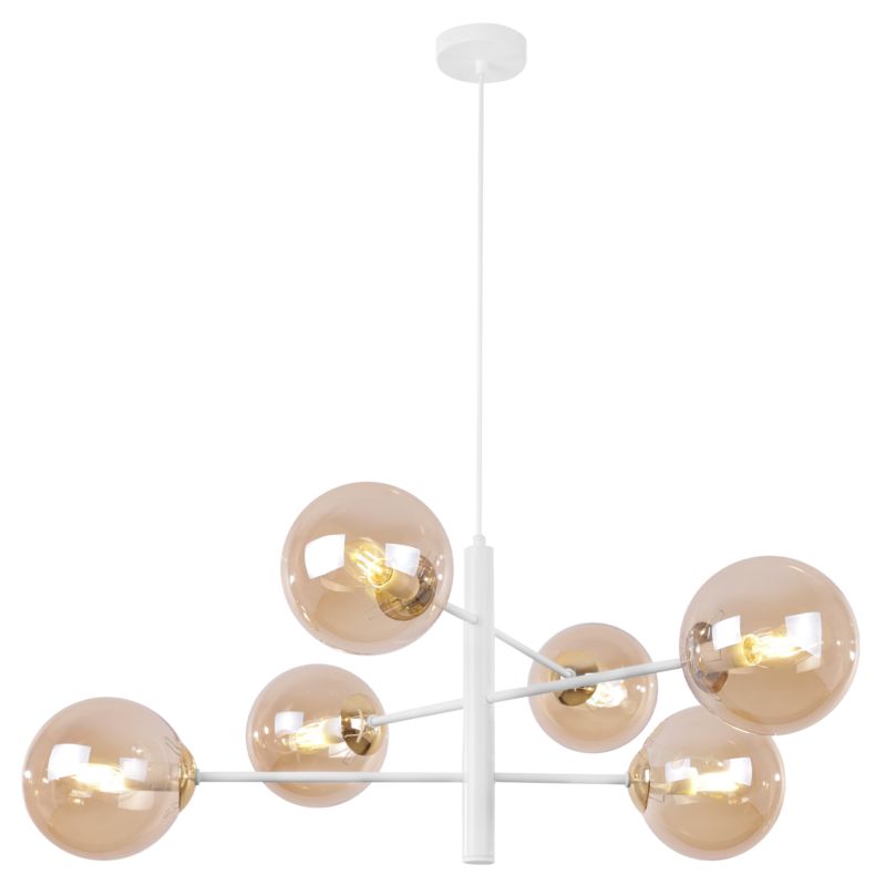 Lampa sufitowa wisząca Light Home LH Venice 6x E14 40W biały/złoty klosz miodowy 1szt.