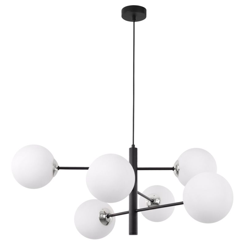 Lampa sufitowa wisząca Light Home LH Venice 6x E14 40W czarny/chrom klosz biały 1szt.
